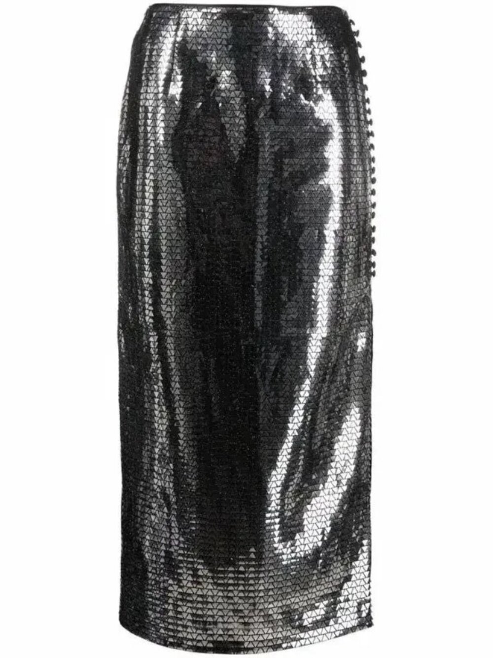 Rotate Birger Christensen Caitlin Mirrored Silver Skirt